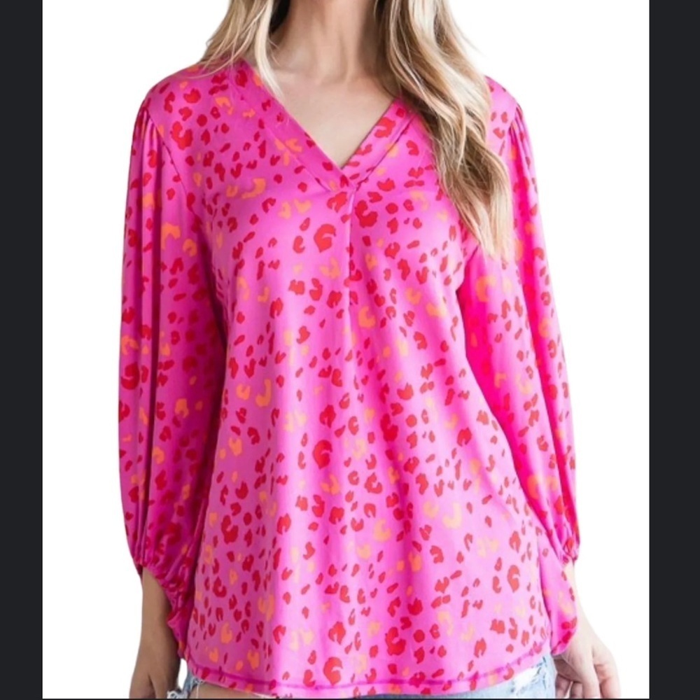 Jodifl Pink Leopard Oversized Blouse